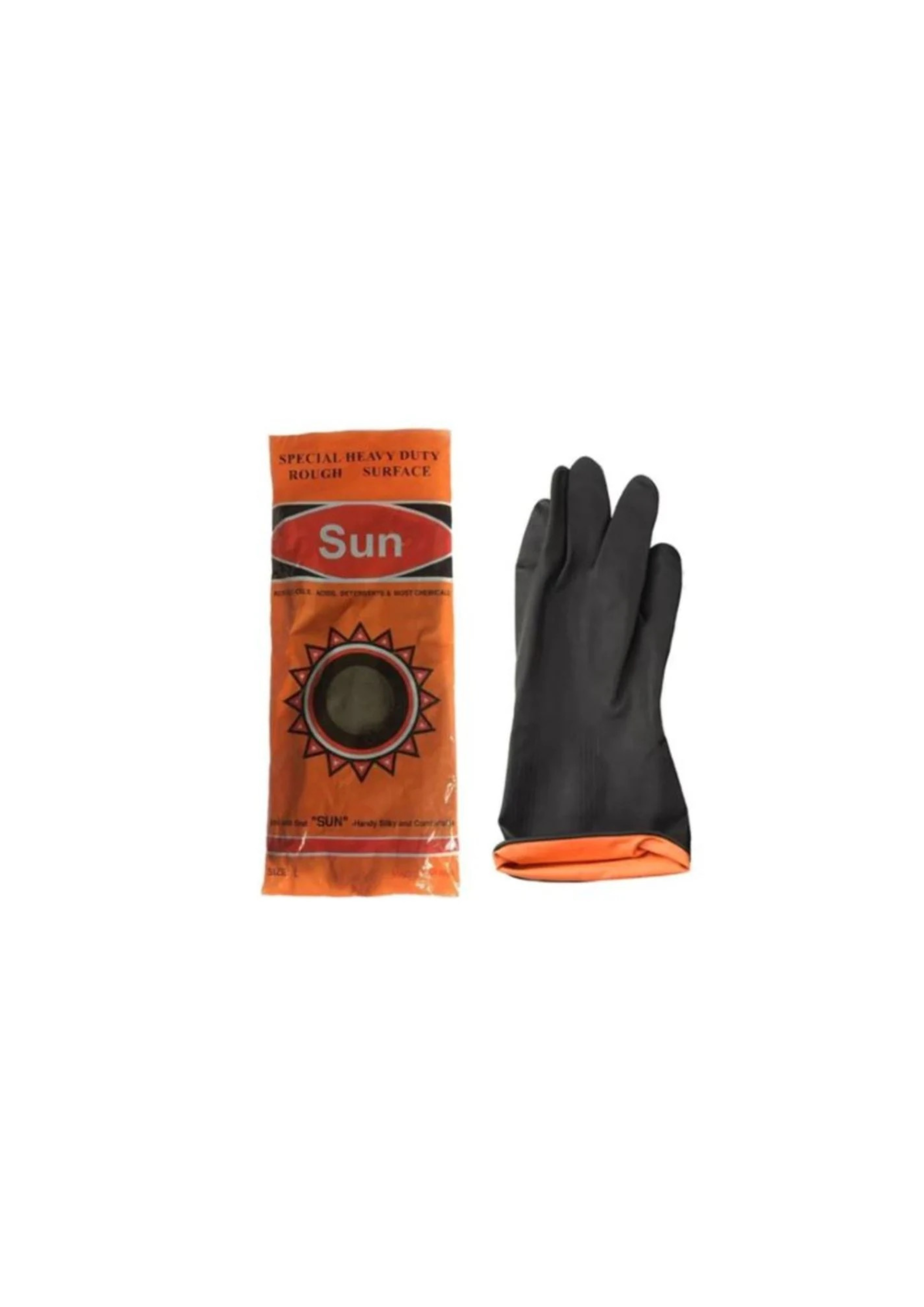 Black Rubber DIY Gloves (1 Dozen Pack), Long Sleeve Waterproof Safety Gloves with Non-Slip Grip, Size Large