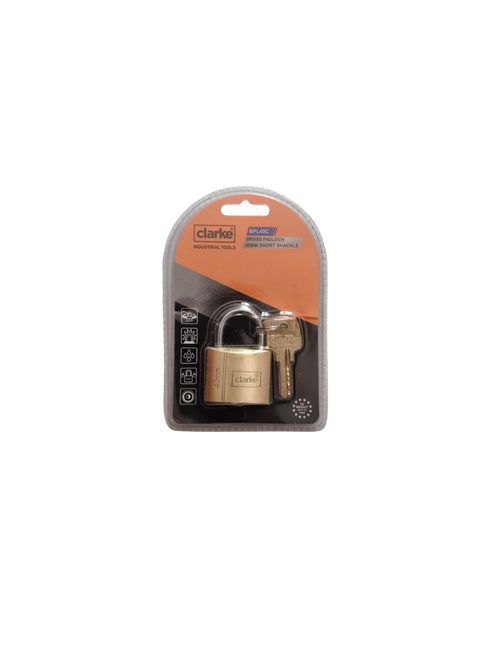 CLARKE BPL40C BRASS PADLOCK 40MM SHORT SHACKLE