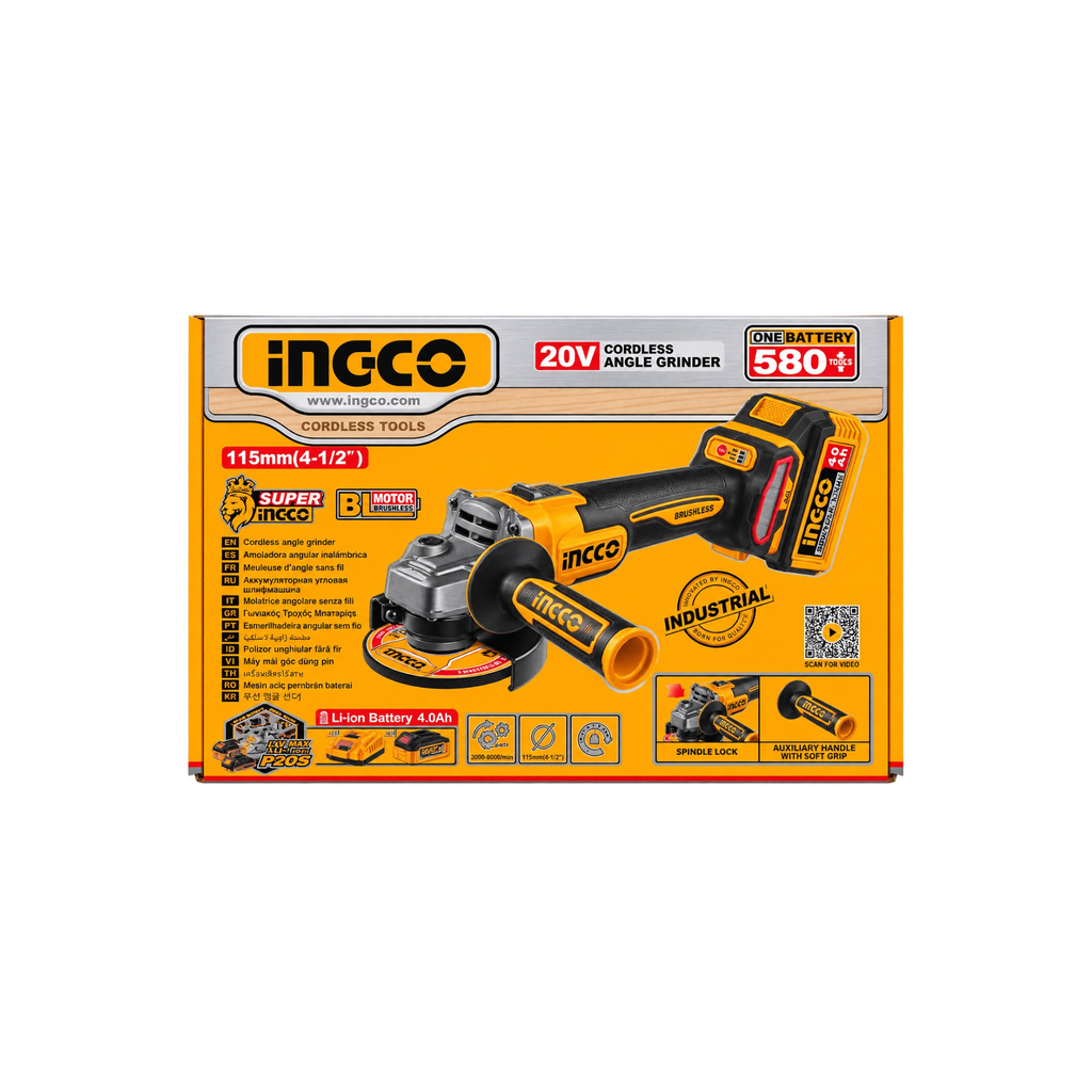 INGCO CAGLI261521 115mm 20V cordless angle grinder
