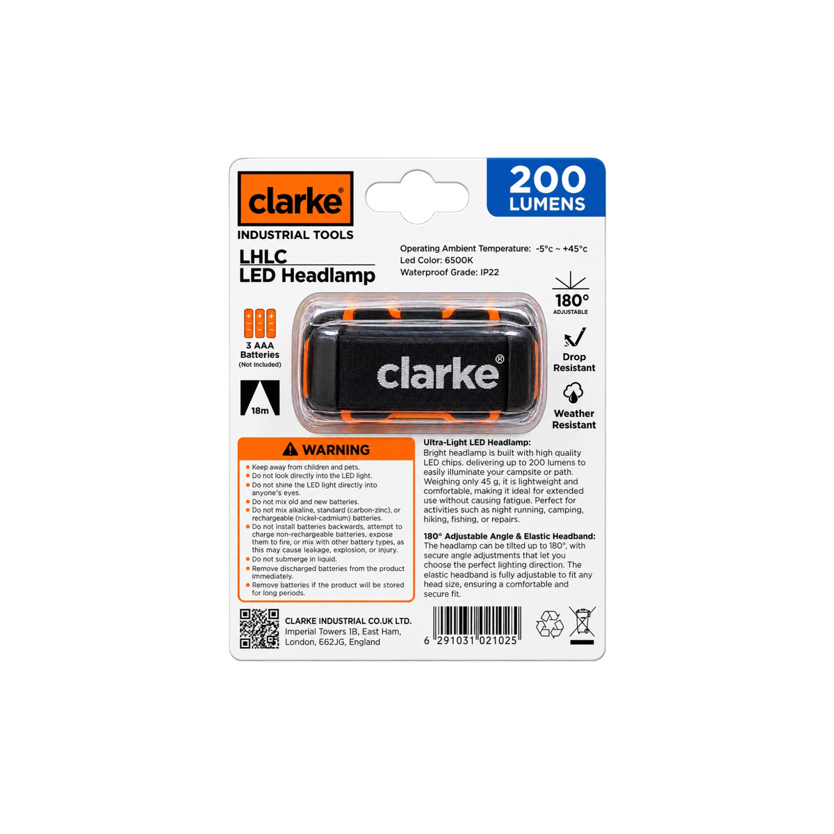 CLARKE LHLC LED HEAD LAMP