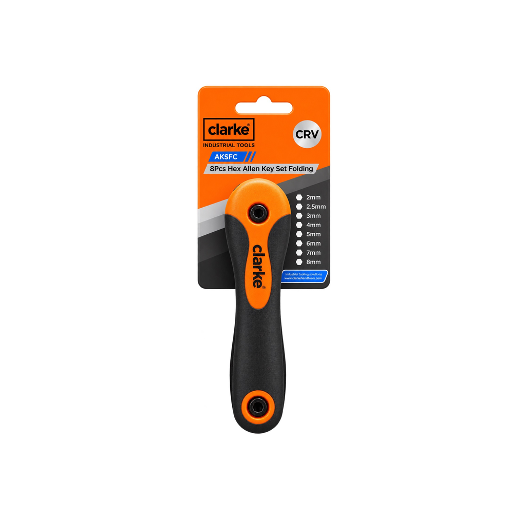 CLARKE AKSFC ALLEN KEY SET FOLDING 2MM - 8MM (8PCS SET)