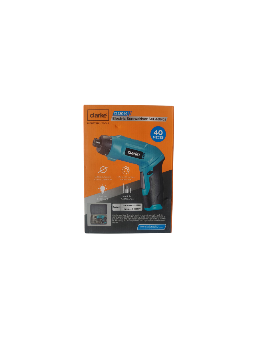 Clarke CLESD40 Electric Screwdriver Rechargeable  Set 40Pcs