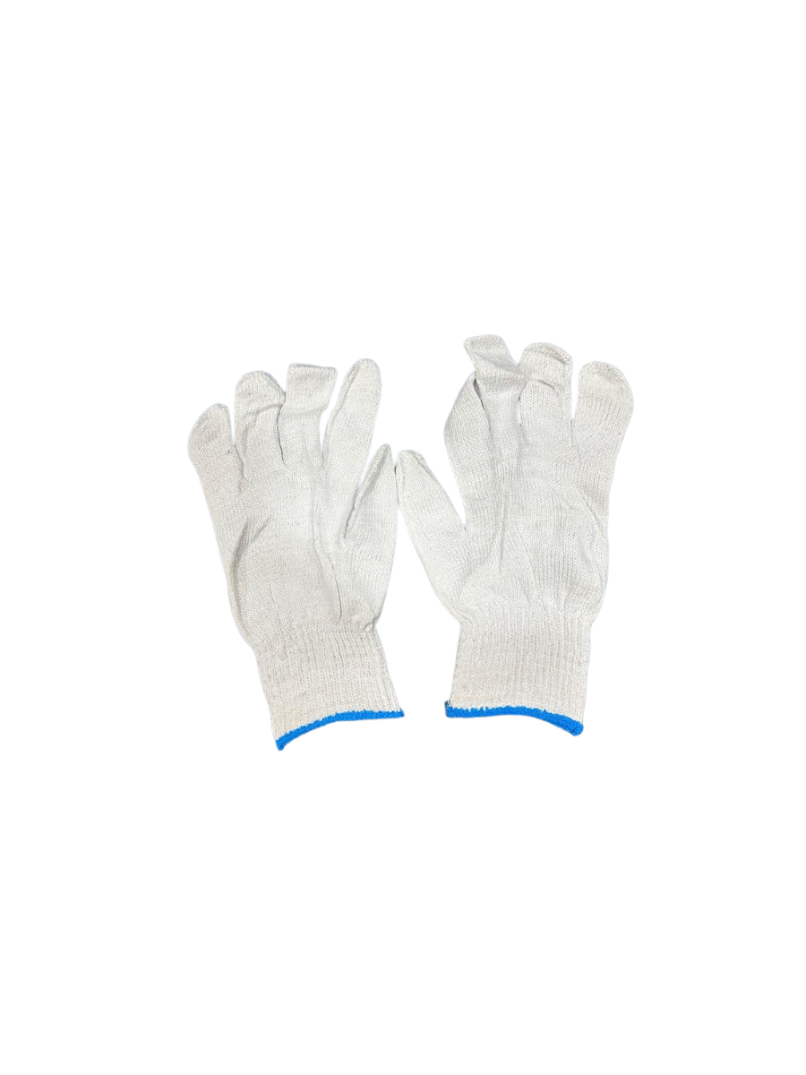 White Knitted Cotton Work Gloves (450g), 1 Dozen Pack of Breathable Lightweight Safety Gloves