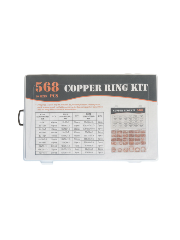 568pc/30sizes  Copper Washer Assortment Kit, Metric Sealing Gasket Set for Fuel, Oil & Hydraulic Repairs