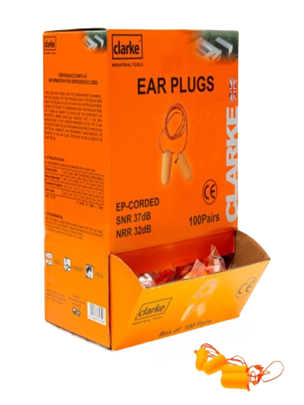 CLARKE EPSC EAR PLUG WITH STRING (100PCS)
