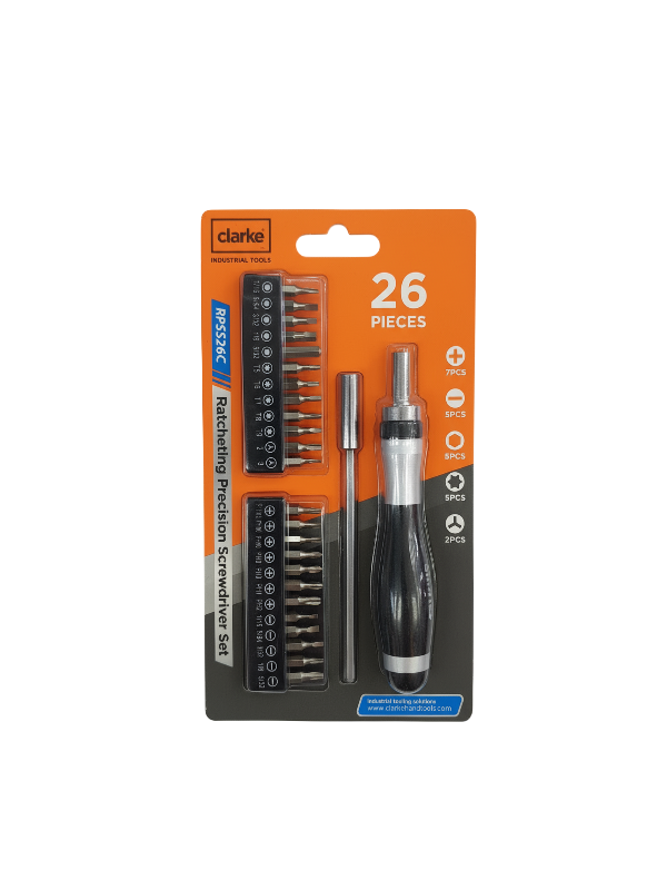 CLARKE RPSS26C RATCHETING PRECISION SCREWDRIVER SET 26PCS