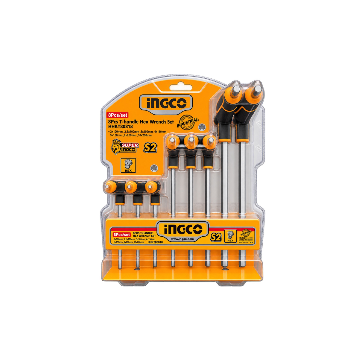 INGCO HHKT80818 T-HANDLE HEX WRENCH SET