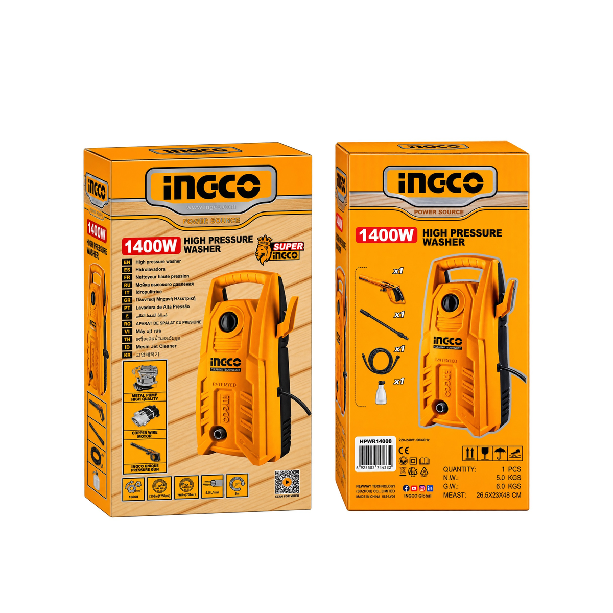 INGCO HPWR14008 PRESSURE WASHER 130BAR