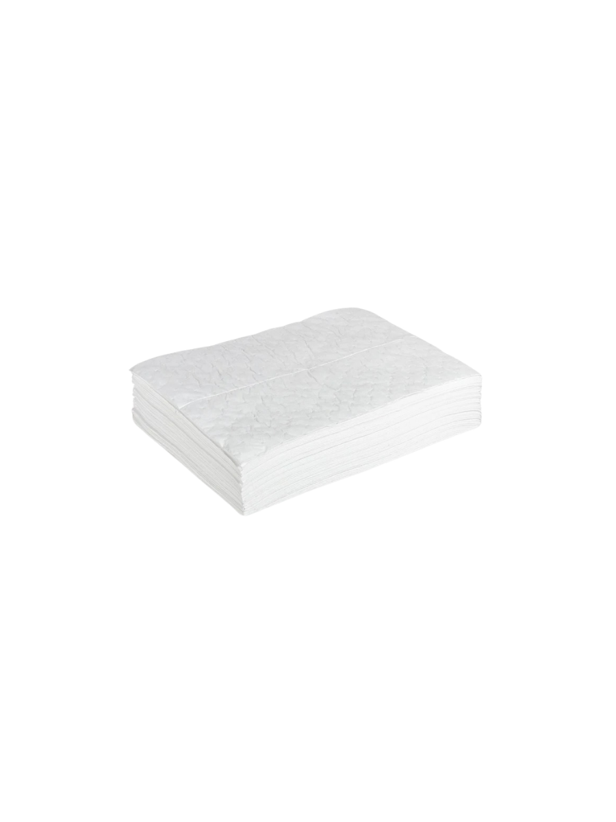 Oil Sorbent Pads(100-Pack), Heavy Weight Absorbent Sheets for Fuel & Oil Spills, White