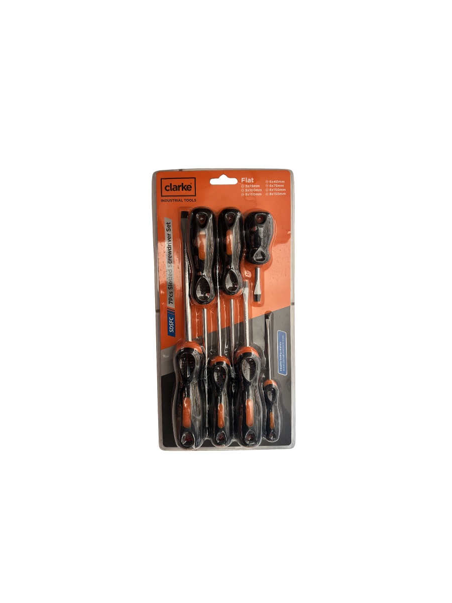 CLARKE SDSFC SCREWDRIVER SET FLAT FIBRE HANDLE