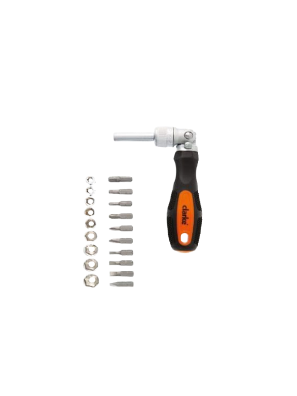 CLARKE RSDS20C RATCHET SCREW DRIVER & BIT SET 20 PC