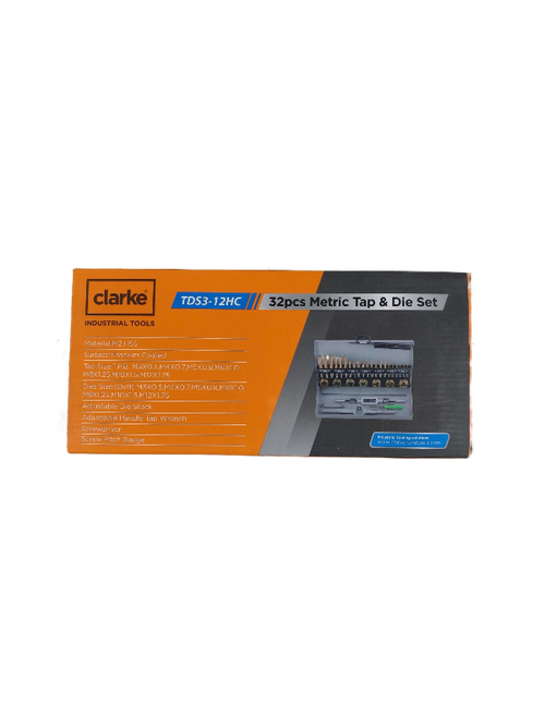 CLARKE  TAP & DIE SET 3MM - 12MM HSS (32 PCS) - TDS3-12HC